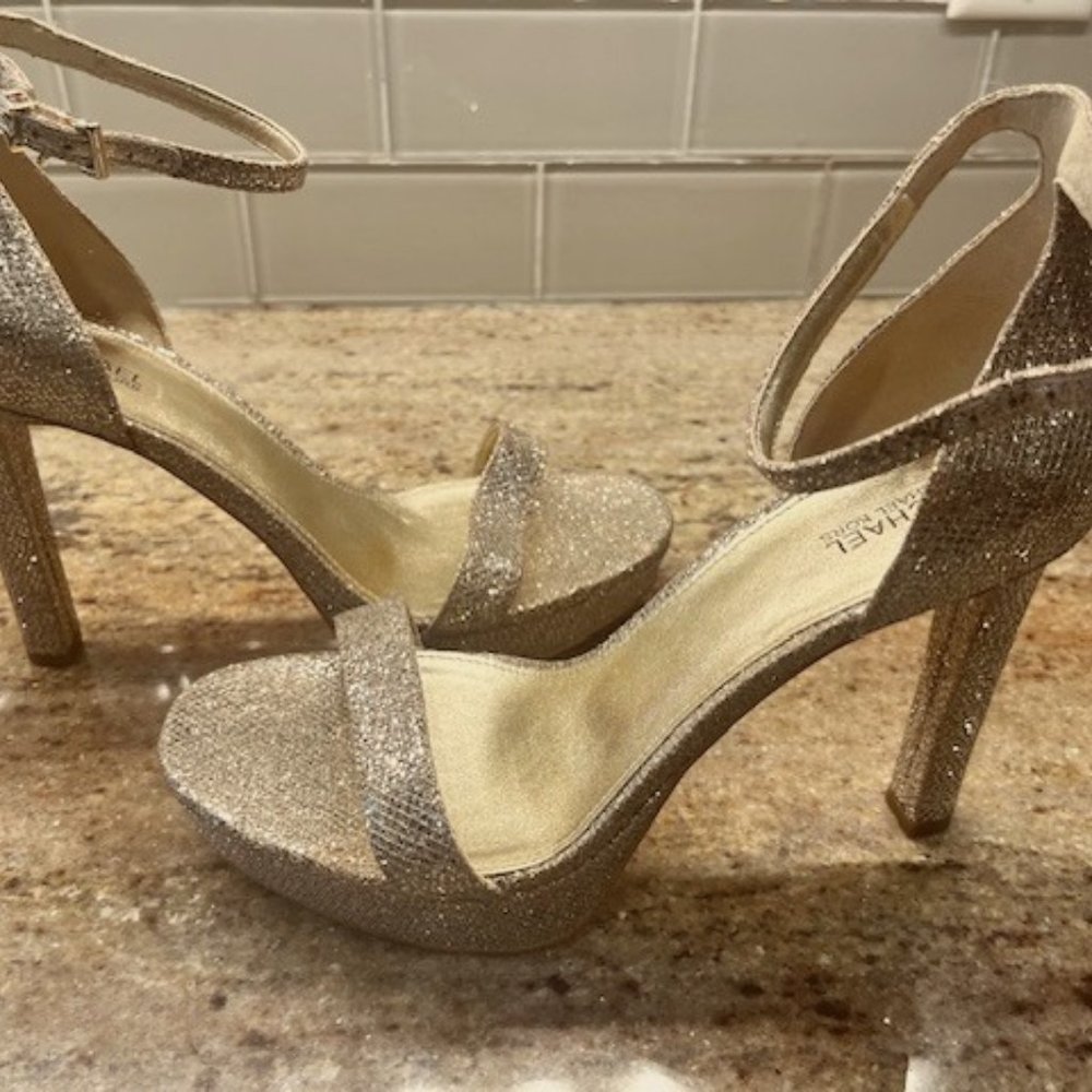 Michael Kohrs Gold Open Toed High Heels.